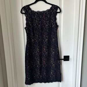 Adriana Papell Elegant Navy Lace Dress